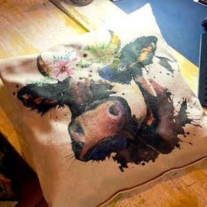 Milk cow throw pillow